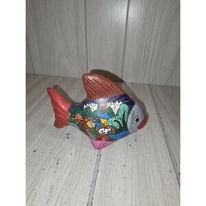 Vintage Mexican Fish Figurine Pottery Terra Cotta Folk Art Handmade Hand Painted